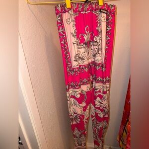 Versace Pink and Silver Baroque Leggings READ DESCRIPTION